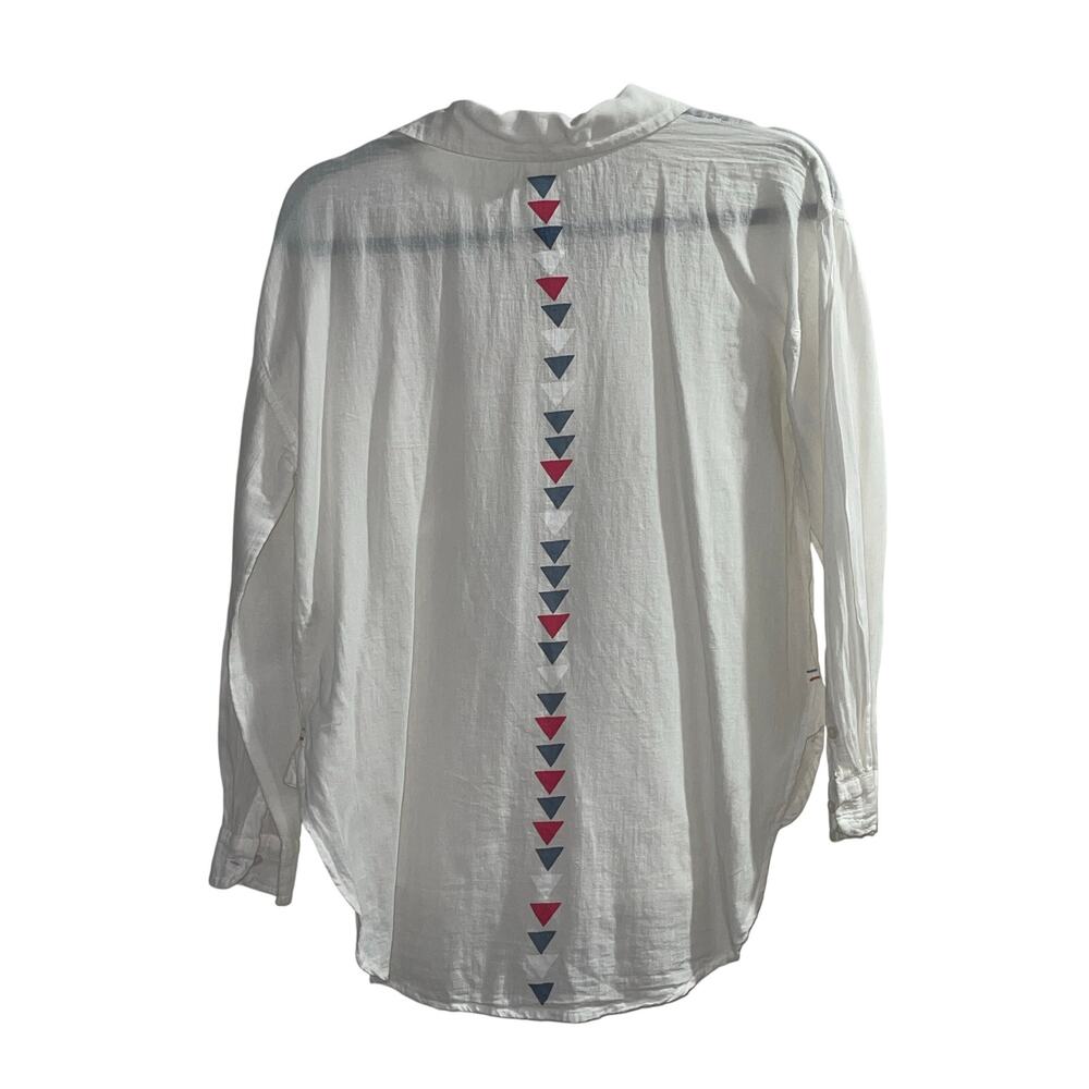 Sundry White Button-Down Blouse with Triangle Detail - XS